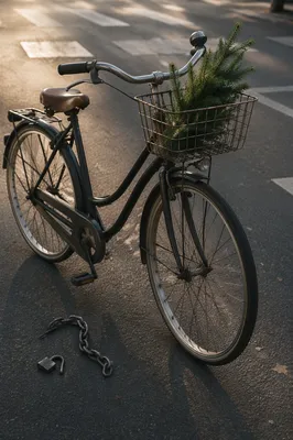 Broken Chains Beside Evergreen Bicycle
