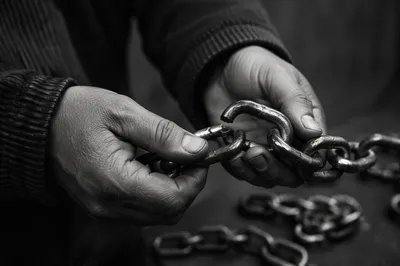 Broken Chains Symbolizing Freedom and Release
