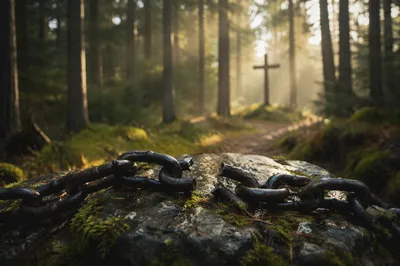 Broken Chains at Evergreen Forest Cross
