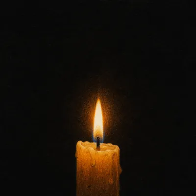 Burning Beeswax Candle of Quiet Faith