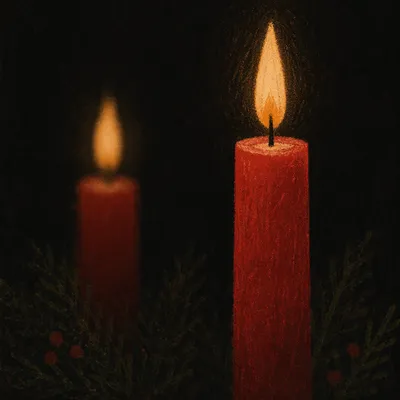 Burning Red Candles in Quiet Faith