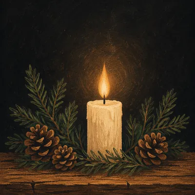 Evergreen Candlelight Faith in Quiet Darkness