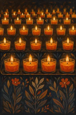 Burning Votive Candles in Quiet Faith