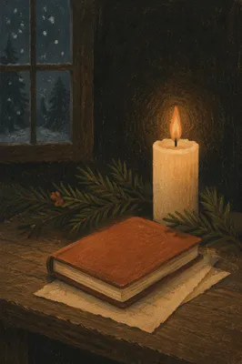 Burning Candle with Evergreen Prayer Journal