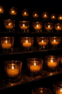 Amber Votive Candles in Quiet Prayer Alcove