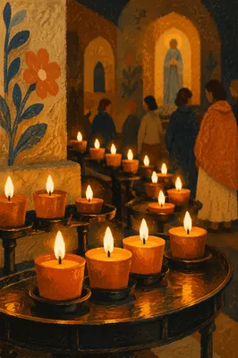 Votive Candles Glowing in Quiet Sanctuary