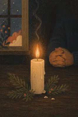 Candlelight Prayer with Evergreen Sprigs