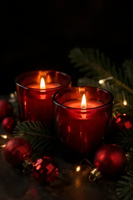 Red Votive Candles with Evergreen Hope
