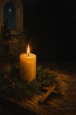 Burning Candle of Winter Faith
