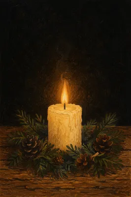Evergreen Candle of Quiet Faith