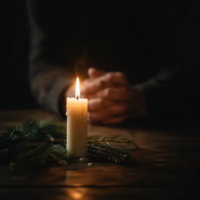 Burning Candle for Quiet Faith Reflection