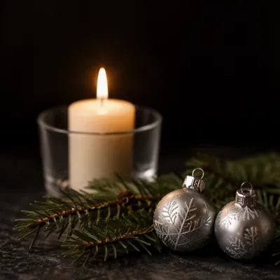 Evergreen Candlelight Devotion on Dark Background