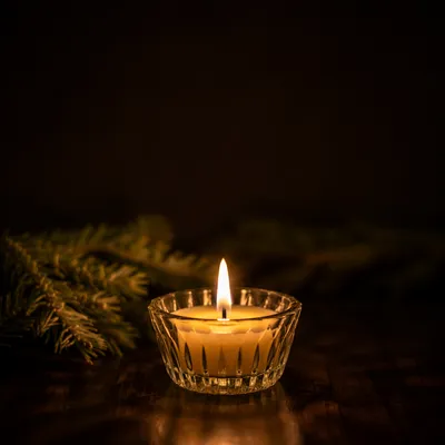 Burning Candle of Quiet Evergreen Faith