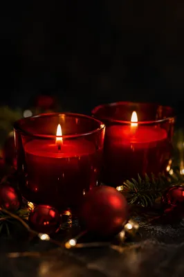 Red Votive Candles with Evergreen Hope