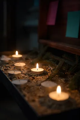 Burning Tea Lights with Evergreen Faith