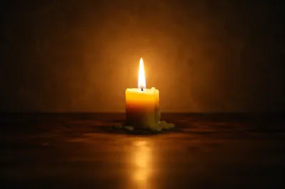 Burning Candle in Dark Room Faith