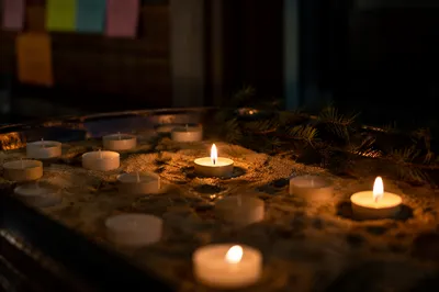 Burning Tea Lights in Quiet Faith