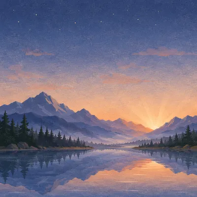 Calm Alpine Lake Morning Reflection