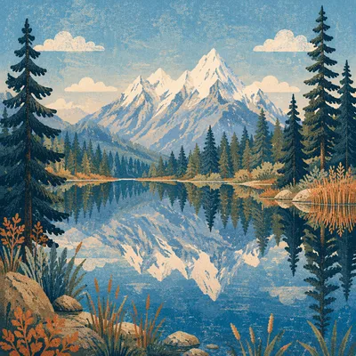 Calm Alpine Lake Morning Reflection