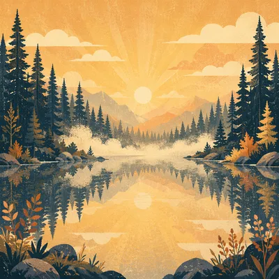 Calm Mountain Lake Reflection at Dawn