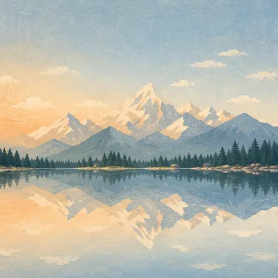 Calm Alpine Lake with Mountain Reflections