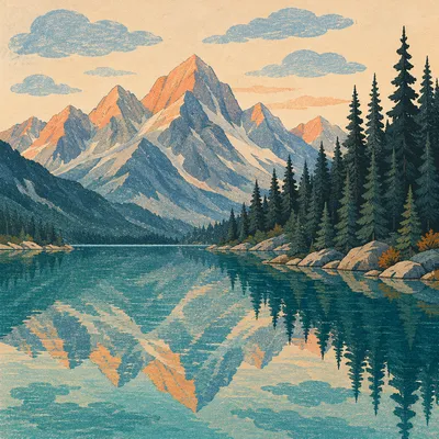 Calm Alpine Lake Morning Reflection