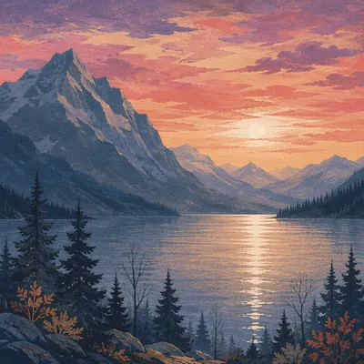 Calm Alpine Lake Morning Reflection