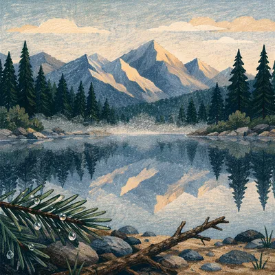 Calm Alpine Lake Morning Reflection