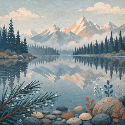 Peaceful Alpine Lake Reflection at Dawn