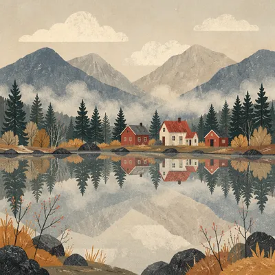 Calm Mountain Lake Reflection at Dawn