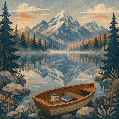 Calm Alpine Lake Morning Reflection