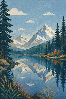 Calm Alpine Lake Morning Reflection