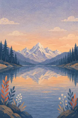 Calm Morning Lake Reflection with Alpine Mountains