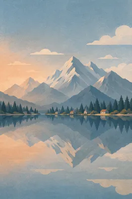 Calm Alpine Lake Morning Reflection