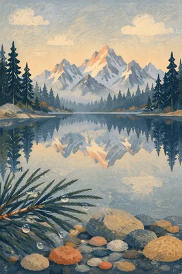Calm Mountain Lake Reflection at Dawn