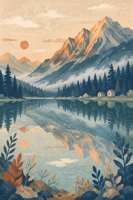 Calm Alpine Lake Reflection at Sunrise