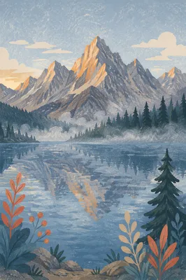 Calm Alpine Lake Reflection at Sunrise