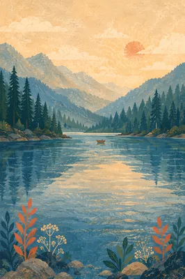 Calm Mountain Lake Reflection at Dawn