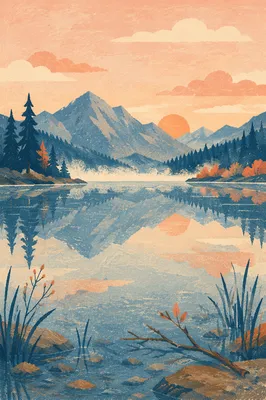 Calm Alpine Lake Reflection at Sunrise