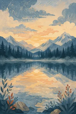 Calm Alpine Lake Reflection at Dawn