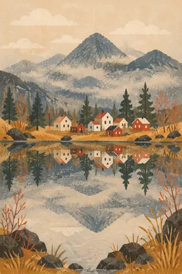 Calm Mountain Lake Reflection at Dawn