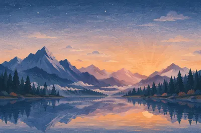 Calm Alpine Lake Morning Reflection