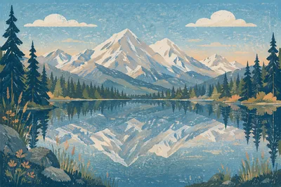 Serene Alpine Lake Morning Reflection