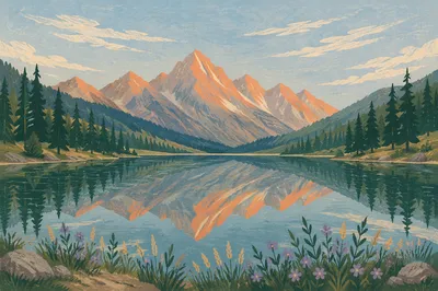 Serene Alpine Lake Morning Reflection