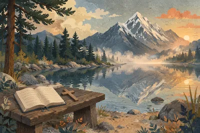 Peaceful Morning Prayer by Alpine Lake