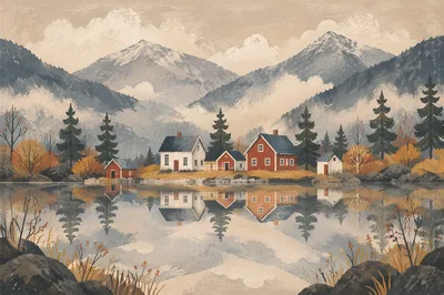 Calm Mountain Lake Reflection at Dawn