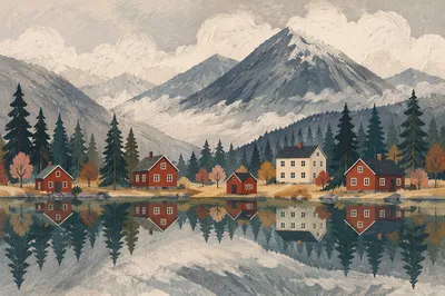 Calm Mountain Lake Morning Reflection