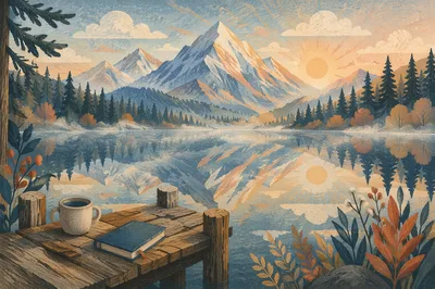 Calm Alpine Lake Morning Reflection