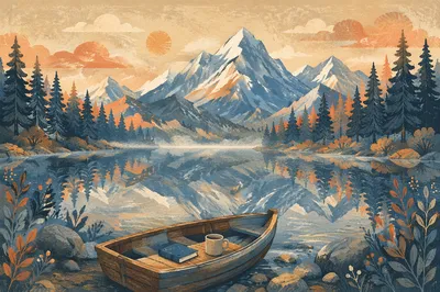 Calm Alpine Lake Morning Reflection