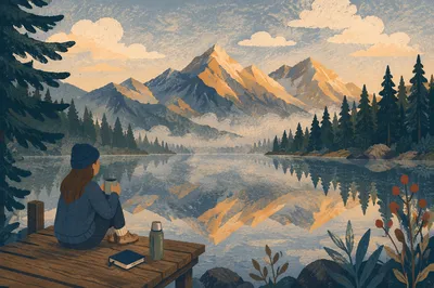 Calm Alpine Lake Morning Reflection
